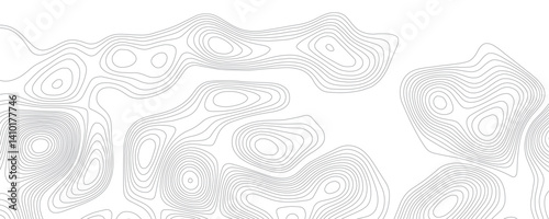 Abstract background wavy topographic line map. Contour geography map grid abstract backdrop. Seamless pattern and banner design. Modern and dynamic feel to topographic mapping vector illustration.