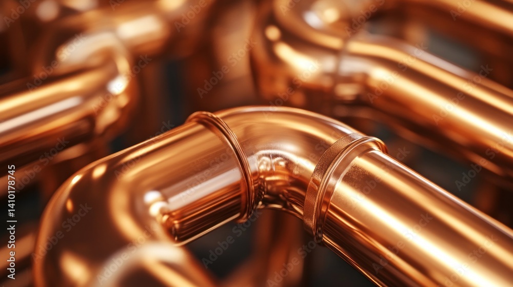 Obraz premium Intricate Network of Copper Pipes: A Close-Up View
