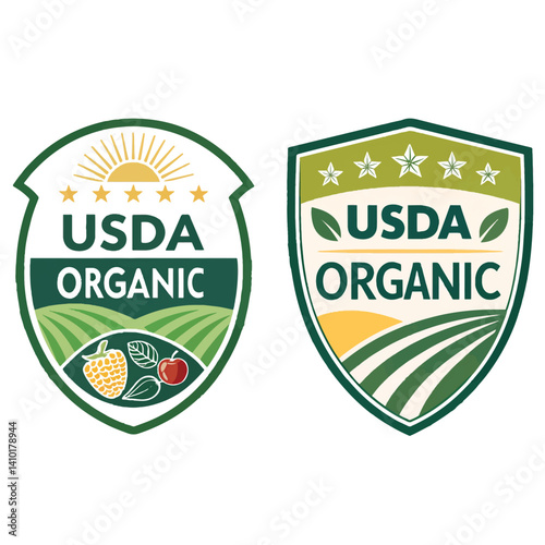 USDA Organic Certified stamp symbol Badges label no gmo vector icon