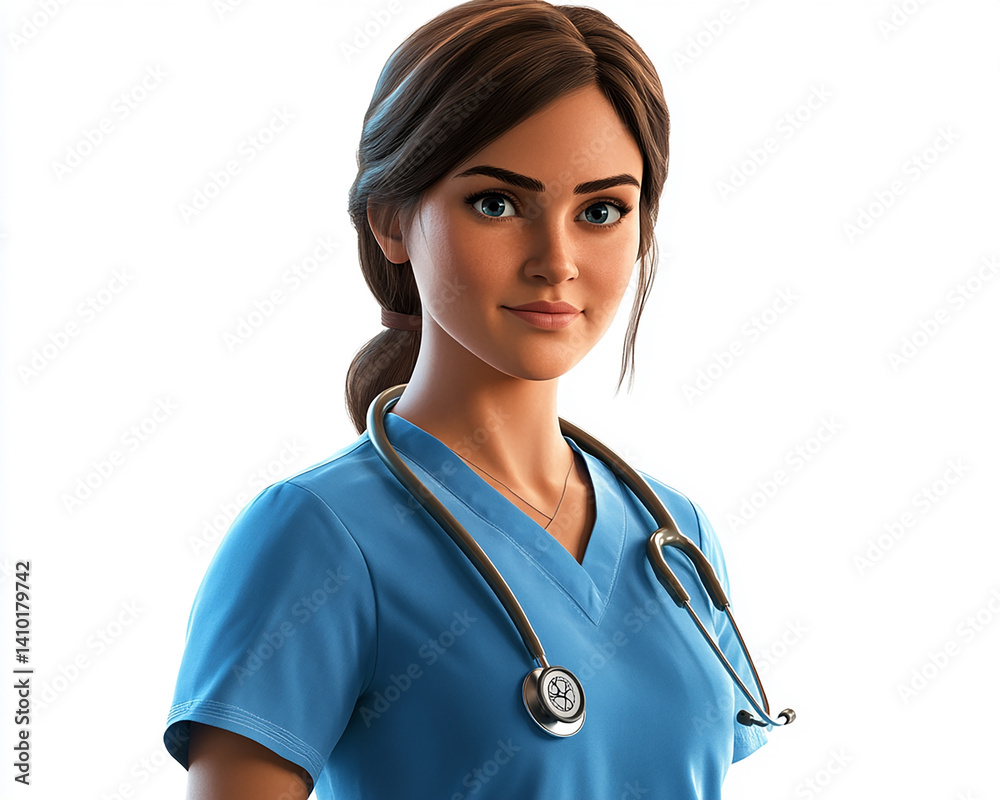 Beautiful woman close-up, doctor nurse care portrait close-up