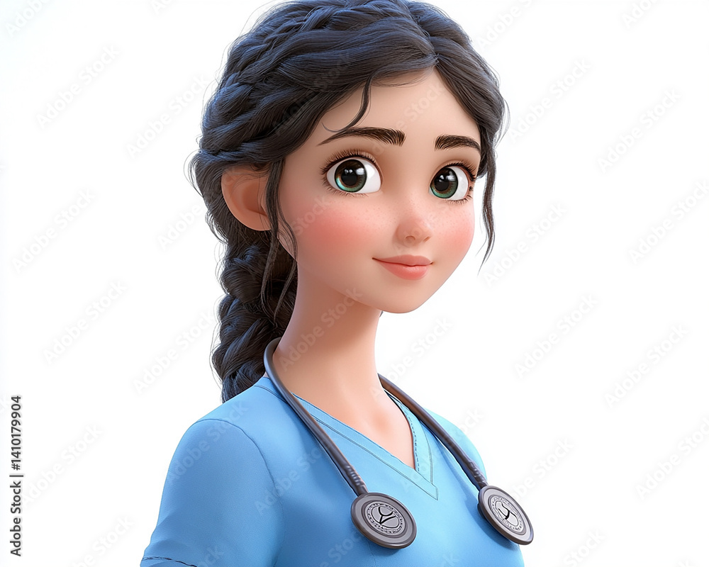 Beautiful woman close-up, doctor nurse care portrait close-up