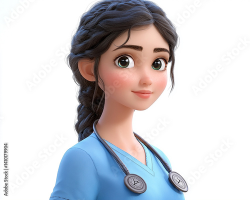 Beautiful woman close-up, doctor nurse care portrait close-up