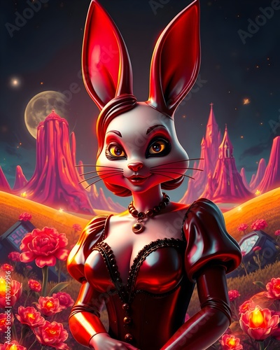 cartoon of a bunny woman