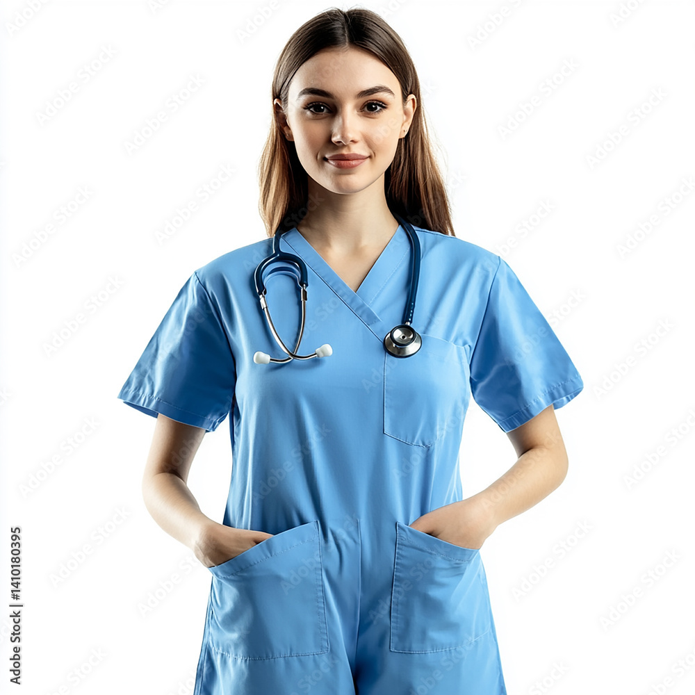 Beautiful woman close-up, doctor nurse care portrait close-up