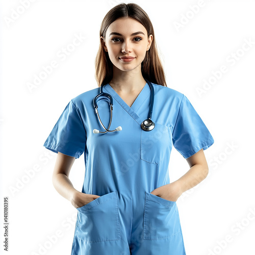 Obraz na płótnie Beautiful woman close-up, doctor nurse care portrait close-up w salonie