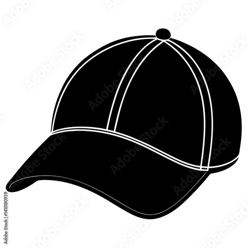 Isolated Silhouette Image Of A Baseball Cap Sports Accessory For Fashion Or Sportswear On Plain White Background Simple Design
