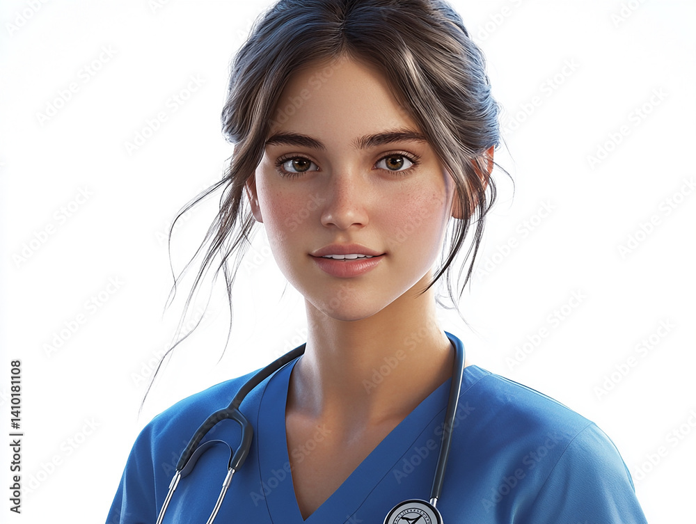Beautiful woman close-up, doctor nurse care portrait close-up