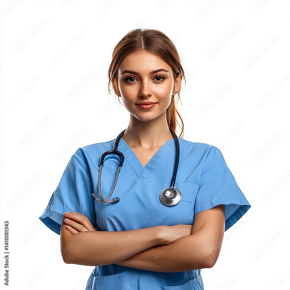 Beautiful woman close-up, doctor nurse care portrait close-up