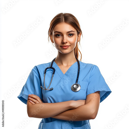 Obraz na płótnie Beautiful woman close-up, doctor nurse care portrait close-up w salonie