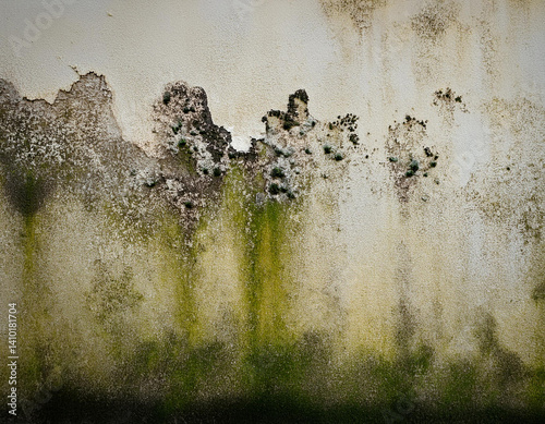 Green and black mold cement wall