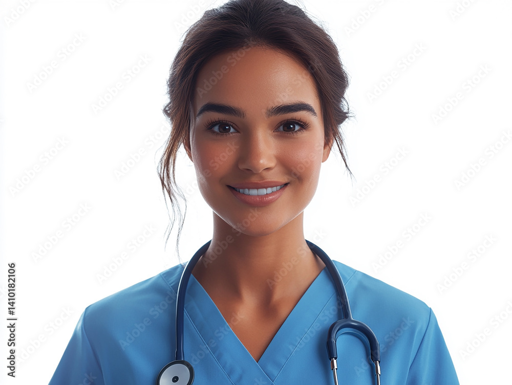 Beautiful woman close-up, doctor nurse care portrait close-up