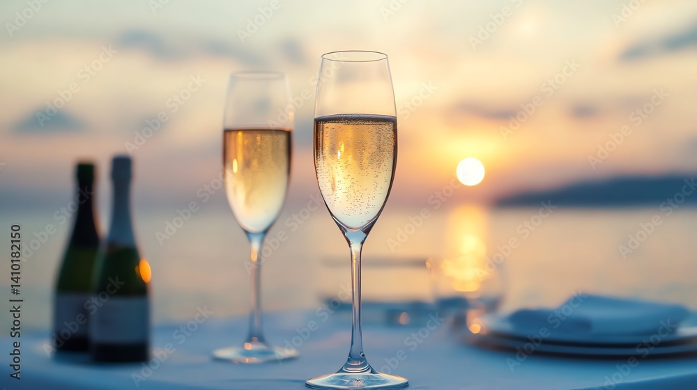 Luxury yacht party at sunset with elegant guests and champagne Luxury yacht party at sunset with elegant guests and champagne