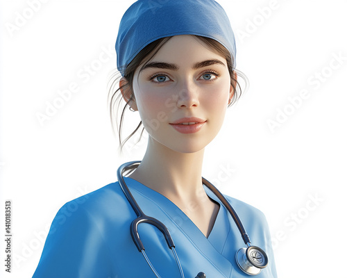 Obraz na płótnie Beautiful woman close-up, doctor nurse care portrait close-up w salonie