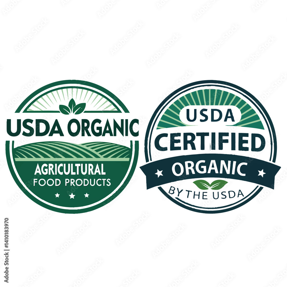 Obraz premium USDA Organic, Certification stamp, Label Logo ,symbol Badges label ,vector icon