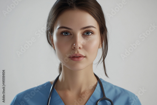 Obraz na płótnie Beautiful woman close-up, doctor nurse care portrait close-up w salonie