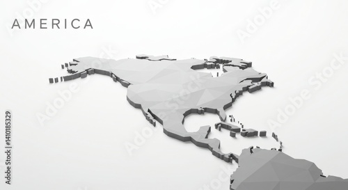 Gray Low Polygonal Map Of North America