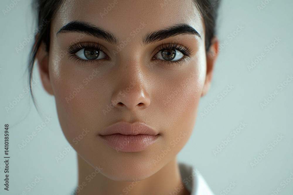 Beautiful woman close-up, doctor nurse care portrait close-up