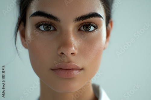 Obraz na płótnie Beautiful woman close-up, doctor nurse care portrait close-up w salonie