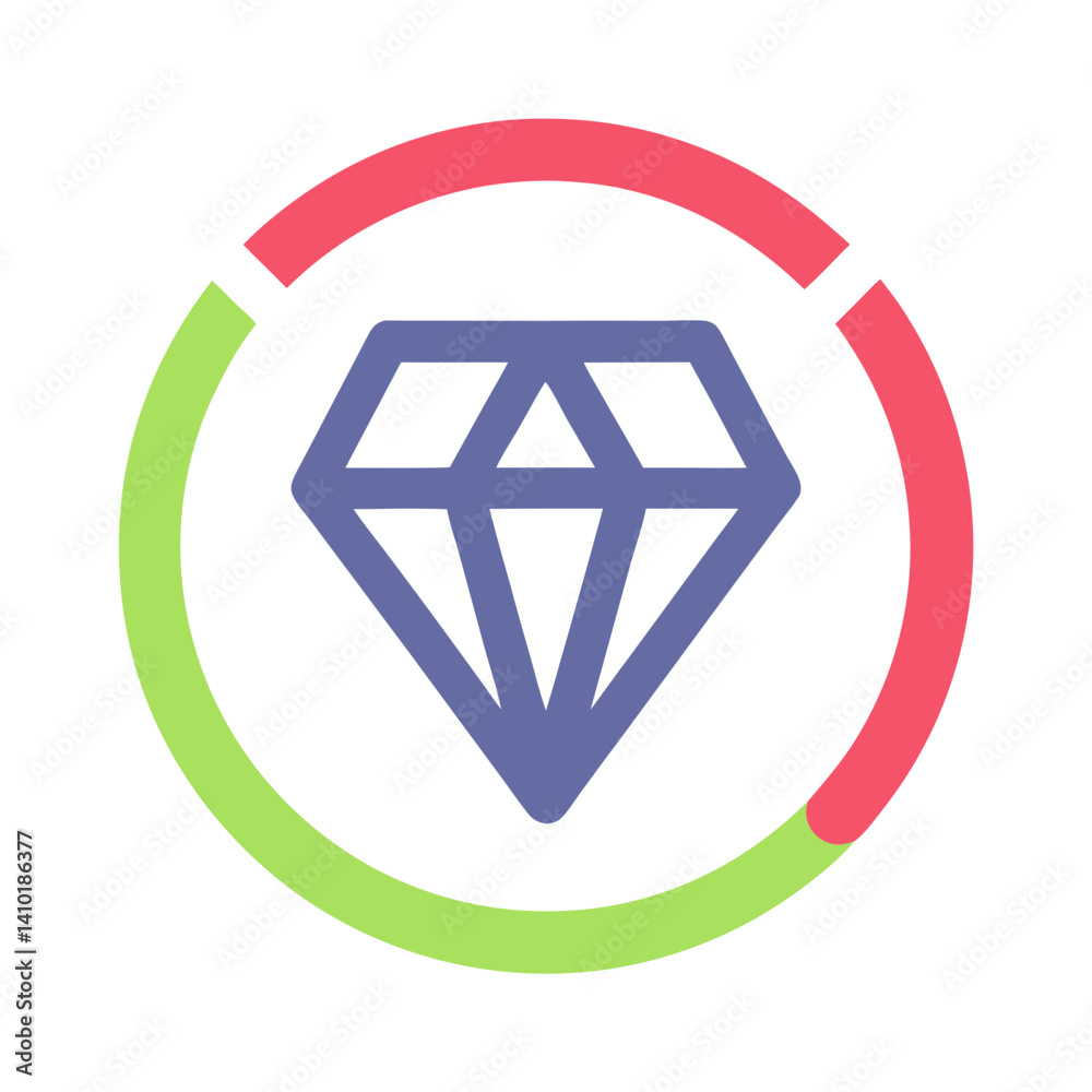 Diamond Icon In A Colored Circle Graphic With Pink And Green Gemstone Shape Illustration Diamond Icon In A Colored Circle Graphic With Pink And Green Gemstone Shape Illustration