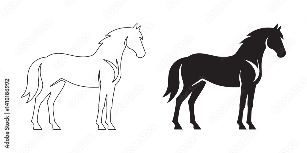 Clean horse silhouette – elegant vector design ideal for equine, nature, and eco branding – horse silhouette – horse vector – horse illustration – horse outline – horse icon
Clean horse silhouette – elegant vector design ideal for equine, nature, and eco branding – horse silhouette – horse vector – horse illustration – horse outline – horse icon