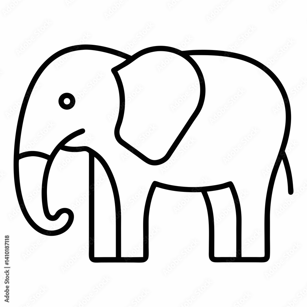 Simple Elephant Outline Icon For Children Books And Animalthemed Designs Minimalist Vector Illustration Of A Cartoon Elephant