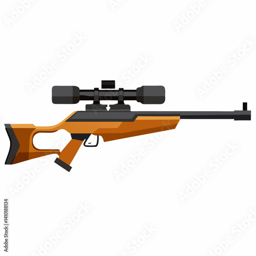 Modern Hunting Rifle With Scope Vector Graphic Illustration For Outdoor And Shooting Sports Activities