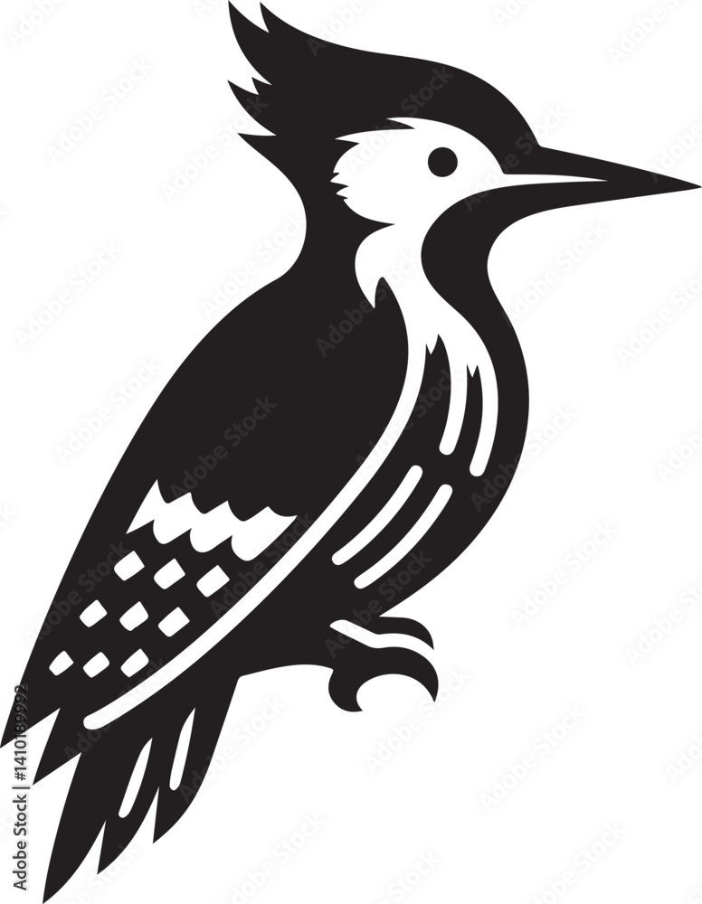 Obraz premium Woodpecker silhouette icon vector illustration on white background