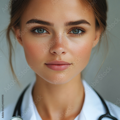Obraz na płótnie Beautiful woman close-up, doctor nurse care portrait close-up w salonie