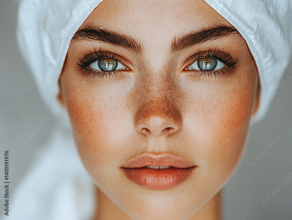 Beautiful woman close-up, doctor nurse care portrait close-up