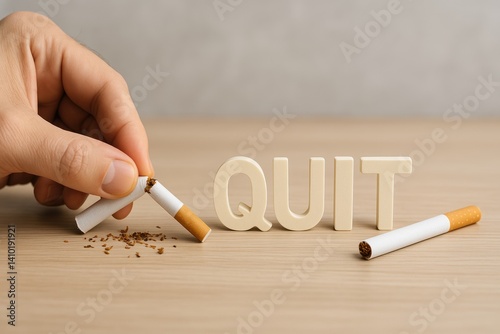 Hand breaking cigarette with 