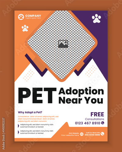 Pet Adoption poster and flyer design or Pets related business a4 size flyer template
