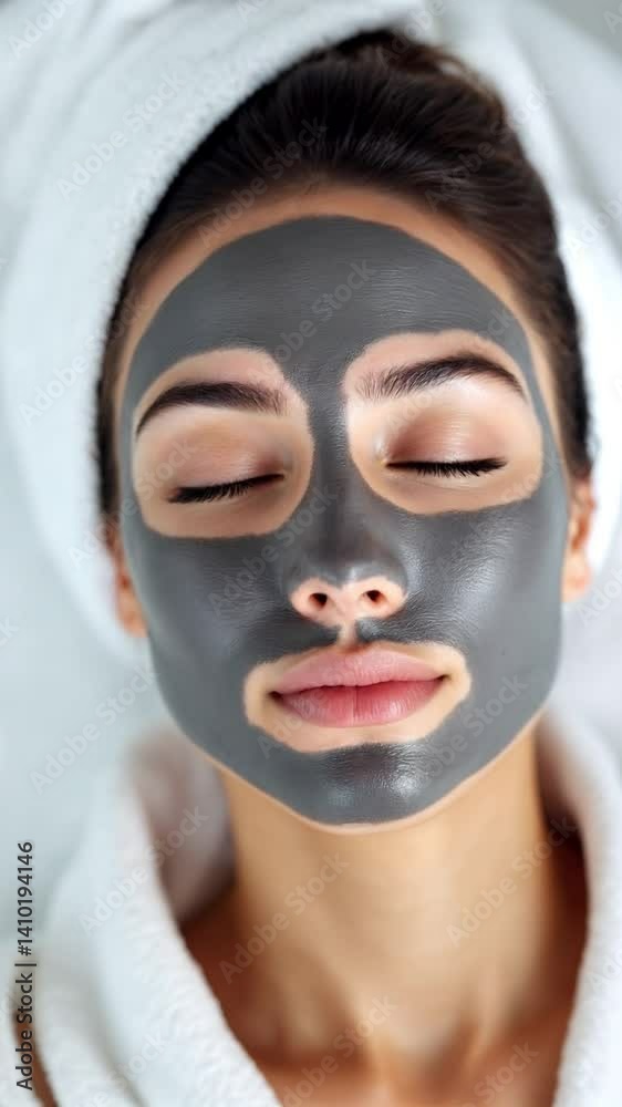 Woman Relaxing with a Clay Face Mask at Spa Woman Relaxing with a Clay Face Mask at Spa