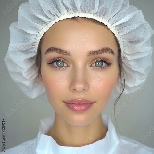 Obraz na płótnie Beautiful nurse close-up, doctor and nurse portrait close-up w salonie