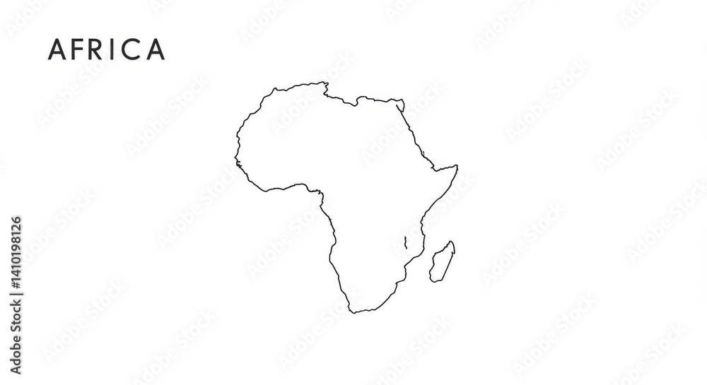 Simple Black Outline Map Of Africa On White Background