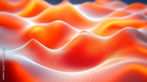 Abstract Orange and White Wavy Landscape