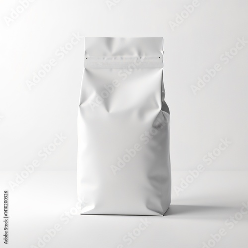 White Flat Bottom Paper Bag Mockup Angle View Isolated