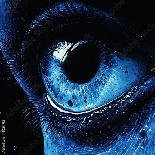 Close-up Eye Art, Deep Blue, Abstract photo