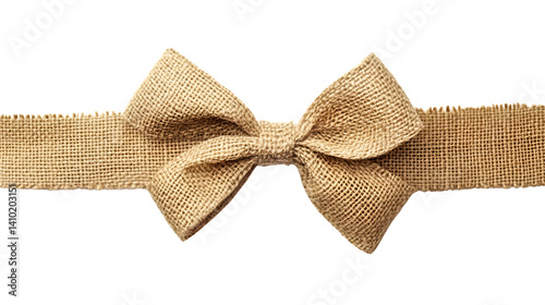 Elegant Burlap Ribbon Bow Isolated on White Background for Creative Projects