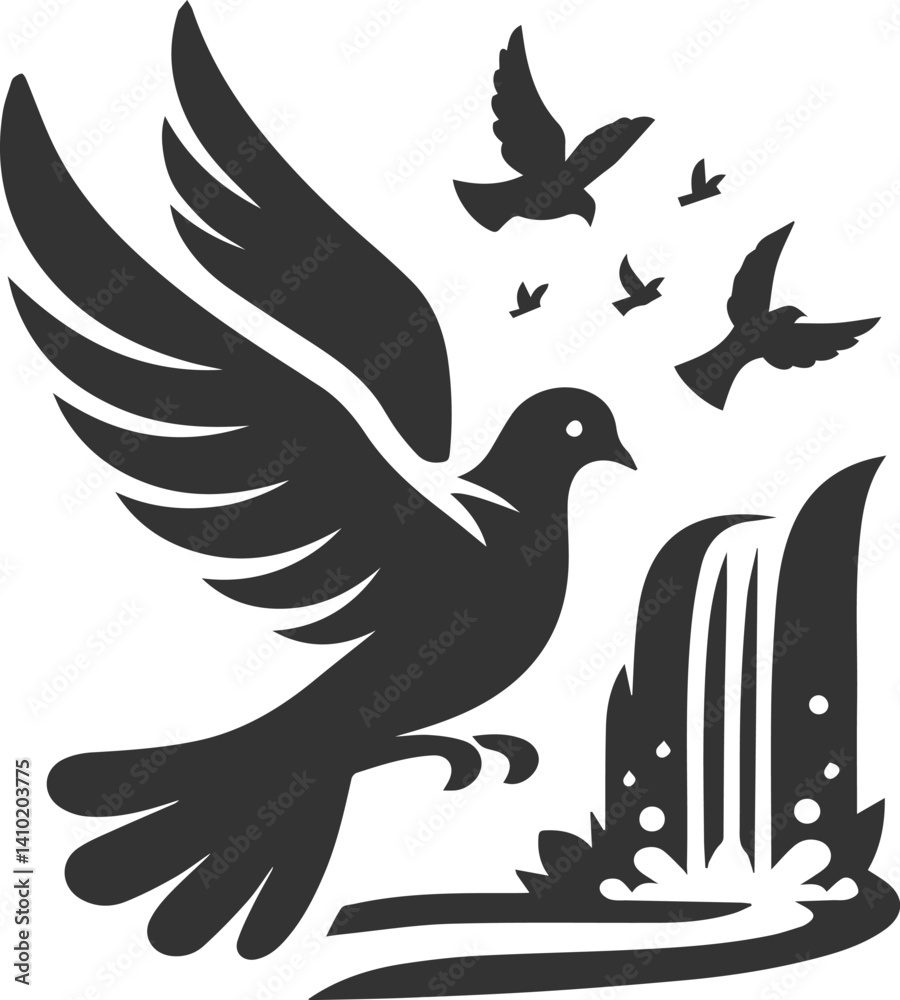 Fototapeta premium Pigeon bird silhouette vector
