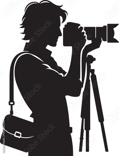 photographer silhouette icon vector illustration on white background.