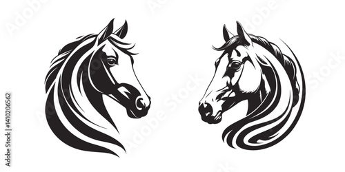 Brown horse head silhouette, a beautiful equine portrait