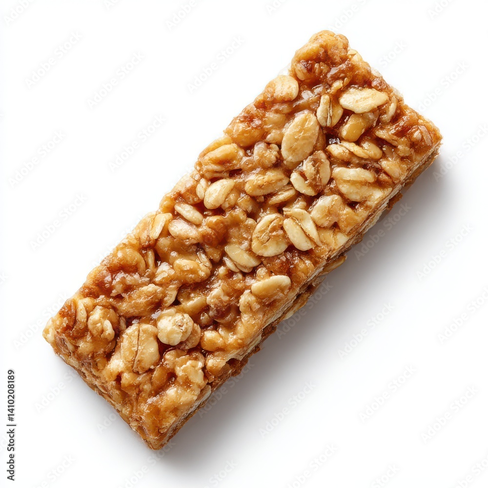 Granola bar with peanuts close up on white background Granola bar with peanuts close up on white background