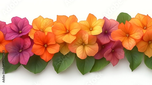 Vibrant orange and pink flowers arranged in a row