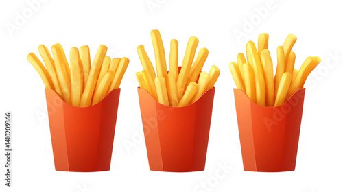 Crispy French Fries Isolated on Transparent or White Background for Food Photography