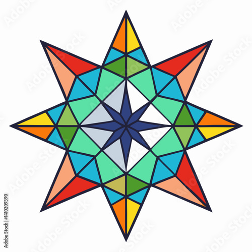 A star featuring a geometric pattern, showcasing intricate shapes and lines in a visually striking design.