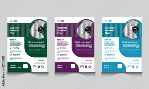 Corporate creative colorful business flyer template design set, abstract business flyer, vector template design or business poster template design Business Flyer Corporate Flyer Template Geometric,