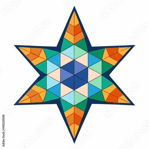 A star featuring a geometric pattern, showcasing intricate shapes and lines in a visually striking design.