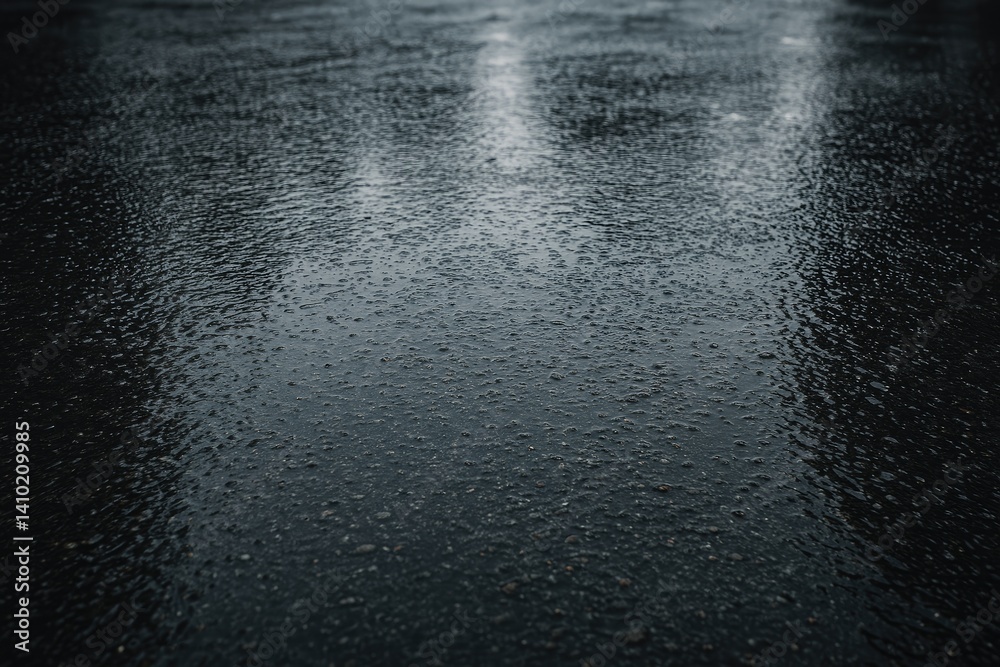 Obraz premium Dark, wet asphalt reflecting lights, creating moody and reflective atmosphere