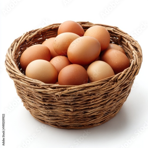 Wallpaper Mural Basket filled with eggs closeup on white background Torontodigital.ca