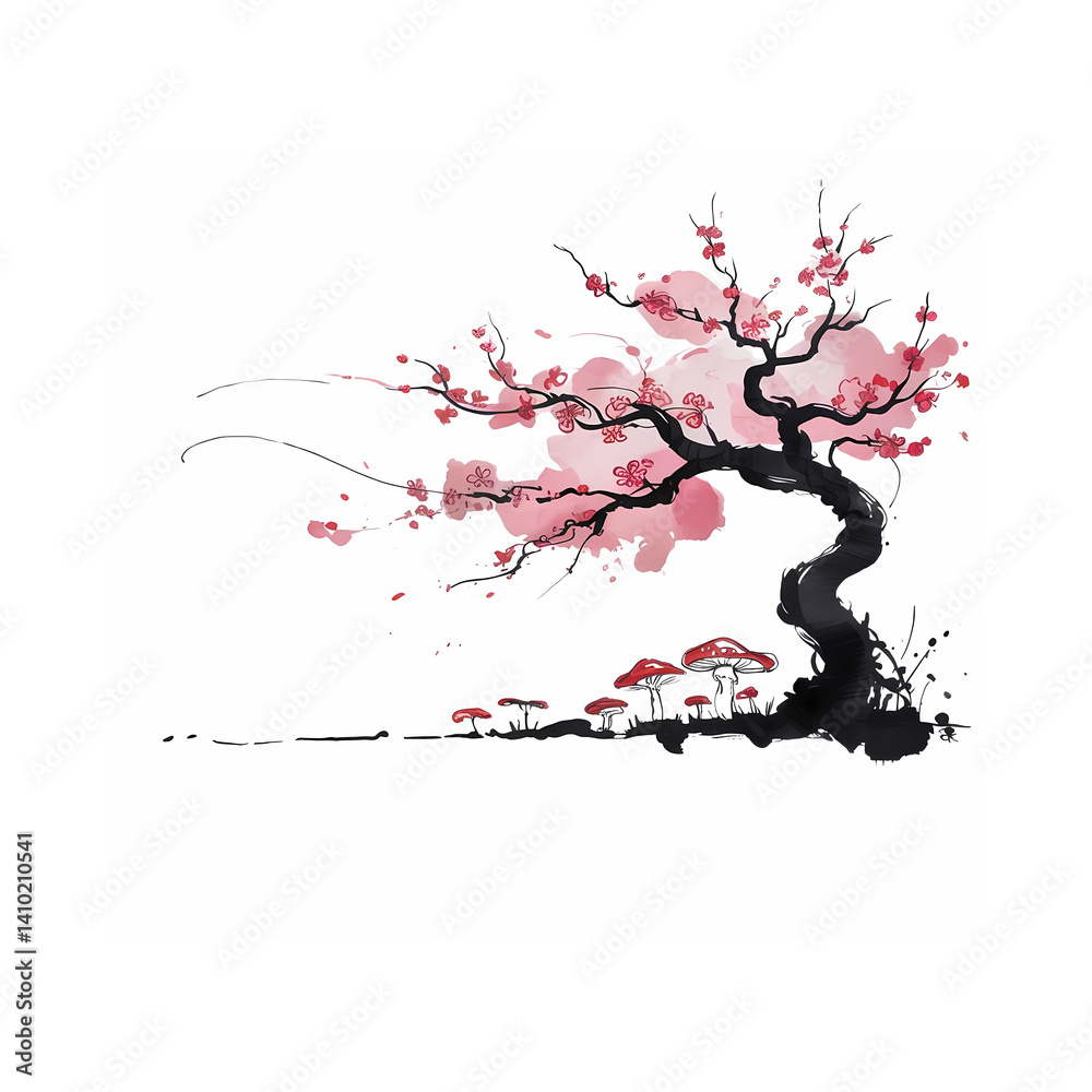 Naklejka premium cherry blossom tree vector icons isolated on white background